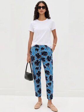 J. Crew Floral Skimmer Ankle Pants  4  Blue & Navy  Ankle Mid Rise Chino